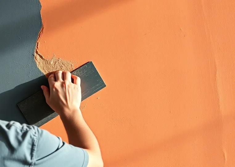 Application d'un enduit décoratif à la lisseuse sur un mur